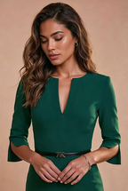 THE AUDRAY - dark green fitted sheath dress