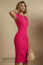 LAUREN - cerise pink fitted sheath dress