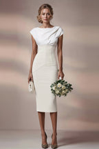 JACKIE Ivory Sheath Wedding Ceremony Dress with 3/4 Sleeves by AUDRAY - image 5