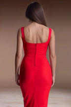 BRIGITTE Red Sheath Evening Dress with Sleeveless Design by AUDRAY - image 3