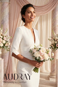 THE AUDRAY Ivory Sheath Wedding Ceremony Dress with 3/4 Sleeves by AUDRAY - image 1