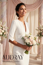 THE AUDRAY Ivory Sheath Wedding Ceremony Dress with 3/4 Sleeves by AUDRAY - image 1