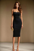 MONICA - black with lace fitted sheath dress