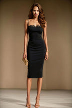MONICA - black with lace fitted sheath dress