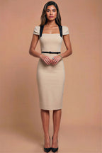 MARLENE Camel Sheath Business Dress with 3/4 Sleeves by AUDRAY - image 5