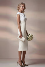 JACKIE Ivory Sheath Wedding Ceremony Dress with 3/4 Sleeves by AUDRAY - image 4