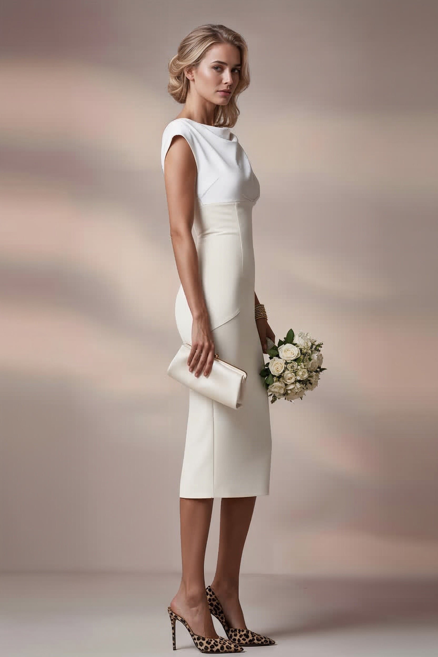 JACKIE Ivory Sheath Wedding Ceremony Dress with 3/4 Sleeves by AUDRAY - image 4