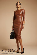GINGER Cognac Sheath Business Dress with 3/4 Sleeves by AUDRAY - image 1