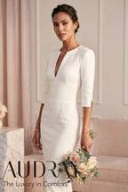 THE AUDRAY Ivory Sheath Wedding Ceremony Dress with 3/4 Sleeves by AUDRAY - image 7