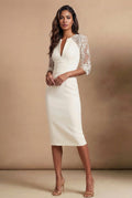 AVA - light ivory fitted wedding ceremony dress with sleeves
