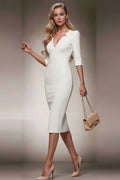 RITA Ivory Sheath Wedding Ceremony Dress with 3/4 Sleeves by AUDRAY - image 1