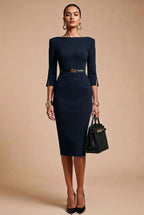 GINGER Navy Sheath Business Dress with 3/4 Sleeves by AUDRAY - image 1