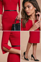 THE AUDRAY Red Sheath Evening Dress with 3/4 Sleeves by AUDRAY - image 8