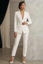 NEYA WHITE Ivory Wedding Ceremony Pantsuit with 3/4 Sleeves by AUDRAY - image 2