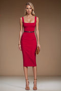 BRIGITTE Red Sheath Evening Dress with Sleeveless Design by AUDRAY - image 1