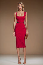 BRIGITTE Red Sheath Evening Dress with Sleeveless Design by AUDRAY - image 1