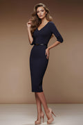 MERYL NAVY Navy Sheath Business Dress with 3/4 Sleeves by AUDRAY - image 1