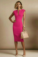 LAUREN - cerise pink fitted sheath dress