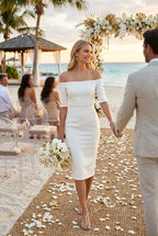 HALLE Ivory Sheath Wedding Ceremony Dress with 3/4 Sleeves by AUDRAY - image 12
