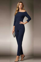 Last One - ASHLEY - navy Jumpsuit with 3/4 sleeves
