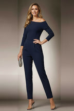 Last One - ASHLEY - navy Jumpsuit with 3/4 sleeves