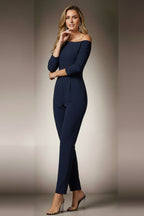 Last One - ASHLEY - navy Jumpsuit with 3/4 sleeves