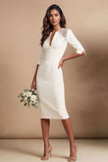 AVA - light ivory fitted wedding ceremony dress with sleeves