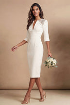 AVA - light ivory fitted wedding ceremony dress with sleeves