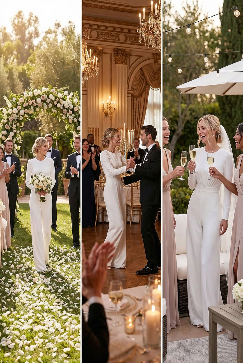 BLANCHET - white bridal Jumpsuit with long sleeves