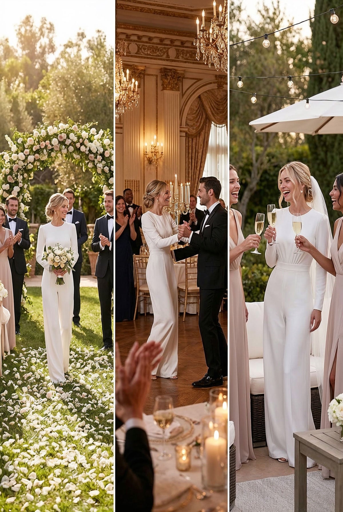 BLANCHET - white bridal Jumpsuit with long sleeves
