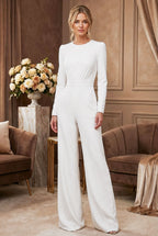 BLANCHET White Wedding Ceremony Jumpsuit with Long Sleeves by AUDRAY - image 1