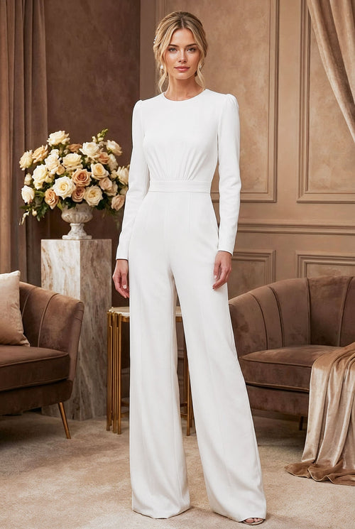BLANCHET White Wedding Ceremony Jumpsuit with Long Sleeves by AUDRAY - image 1