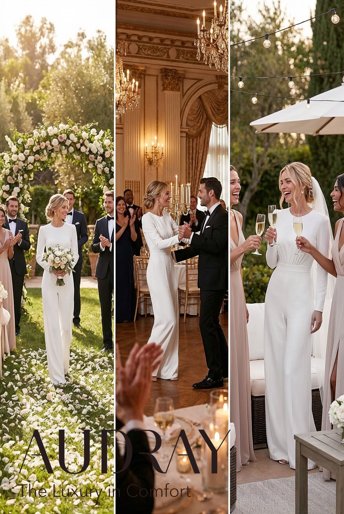 BLANCHET White Wedding Ceremony Jumpsuit with Long Sleeves by AUDRAY - image 4