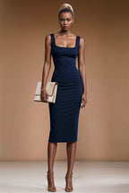 BRIGITTE Navy Sheath Business Dress with Sleeveless Design by AUDRAY - image 1