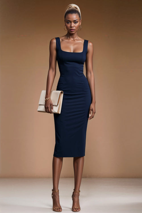 BRIGITTE Navy Sheath Business Dress with Sleeveless Design by AUDRAY - image 1