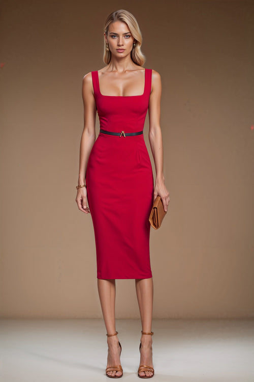 BRIGITTE Red Sheath Evening Dress with Sleeveless Design by AUDRAY - image 1