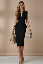 CHARLIZE - black fitted sheath dress