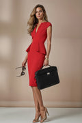 CHARLIZE - red fitted sheath dress