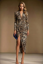 ELIZABETH Chocolate Brown Sheath Business Dress with Long Sleeves by AUDRAY - image 1