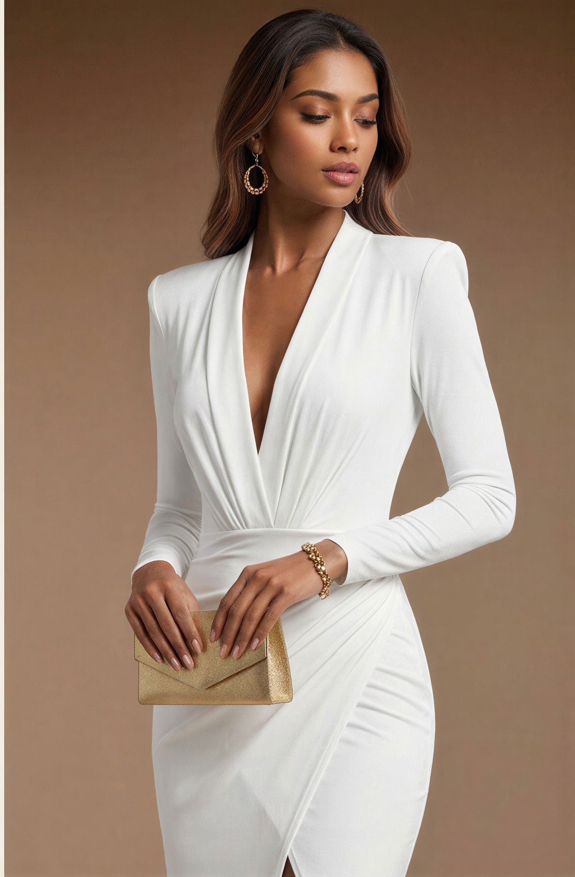 ELIZABETH White Sheath Wedding Ceremony Dress with Long Sleeves by AUDRAY - image 2