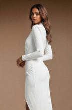 ELIZABETH White Sheath Wedding Ceremony Dress with Long Sleeves by AUDRAY - image 4
