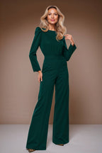 BLANCHET Forest Green Business Jumpsuit with Long Sleeves by AUDRAY - image 1