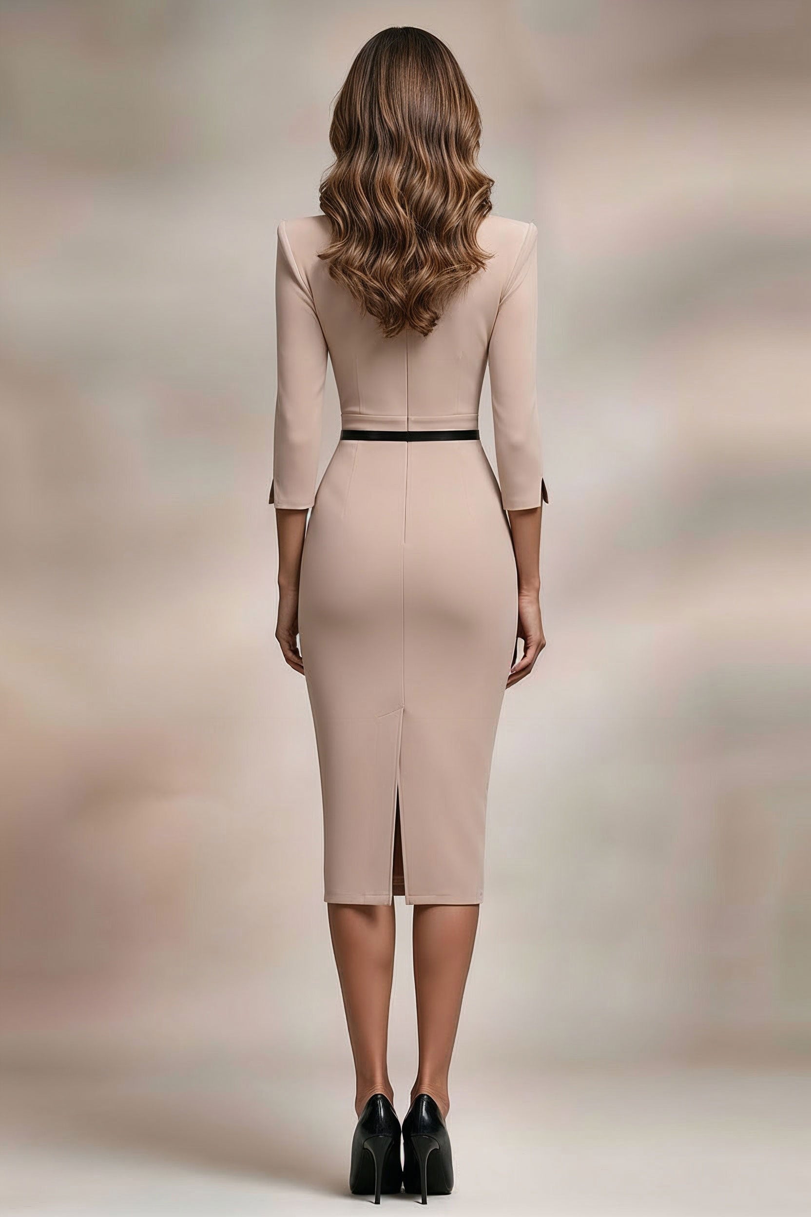 GINGER Camel Sheath Business Dress with 3/4 Sleeves by AUDRAY - image 6