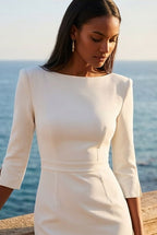 GINGER - light ivory fitted sheath dress