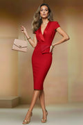 GRACE - red fitted sheath cocktail dress