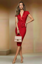 GRACE - red fitted sheath cocktail dress