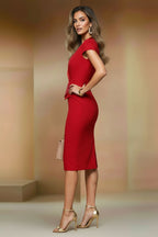 GRACE - red fitted sheath cocktail dress
