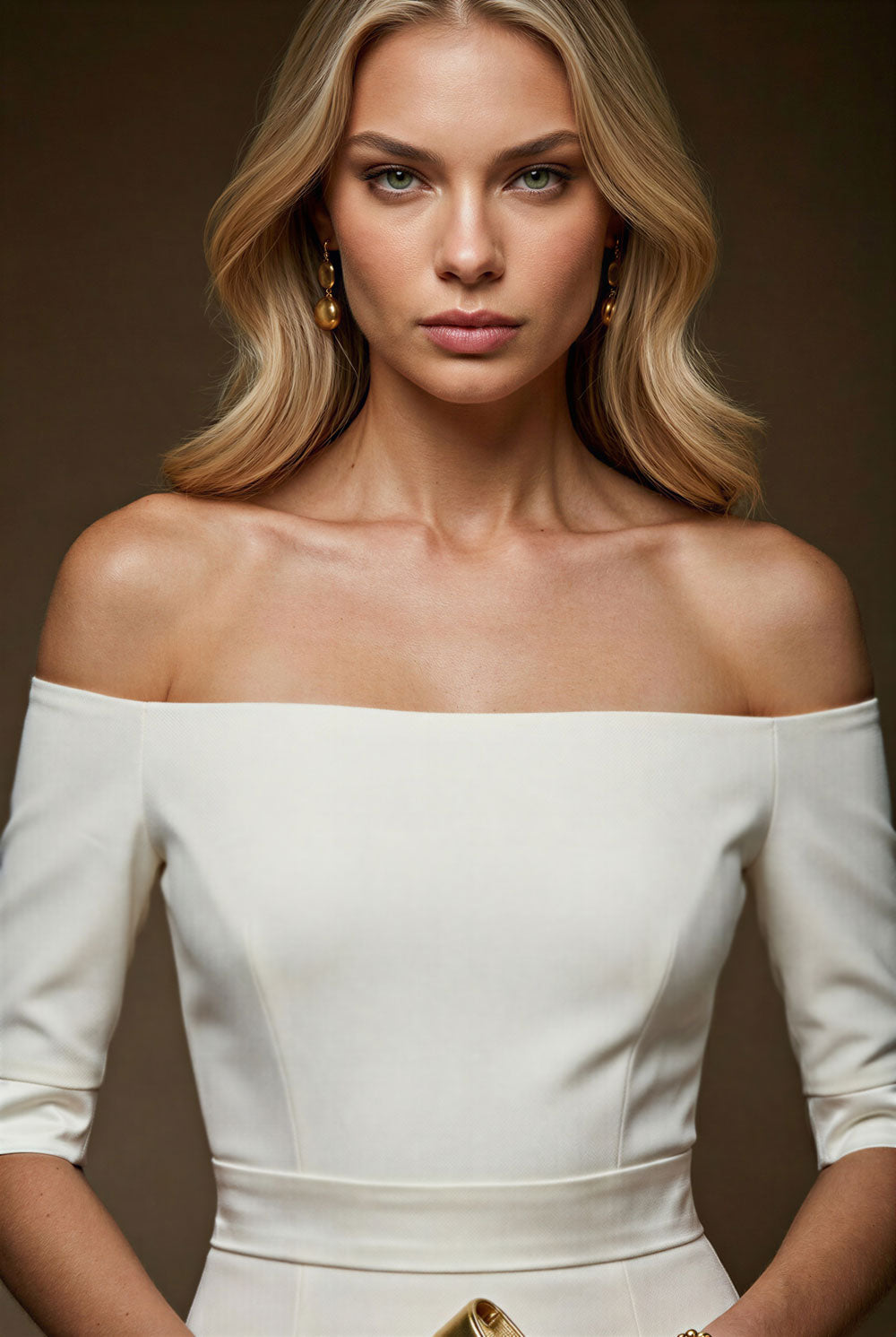 HALLE Ivory Sheath Wedding Ceremony Dress with 3/4 Sleeves by AUDRAY - image 2