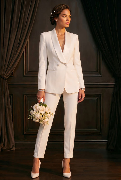 BONDA Ivory Wedding Ceremony Pantsuit with 3/4 Sleeves by AUDRAY - image 1