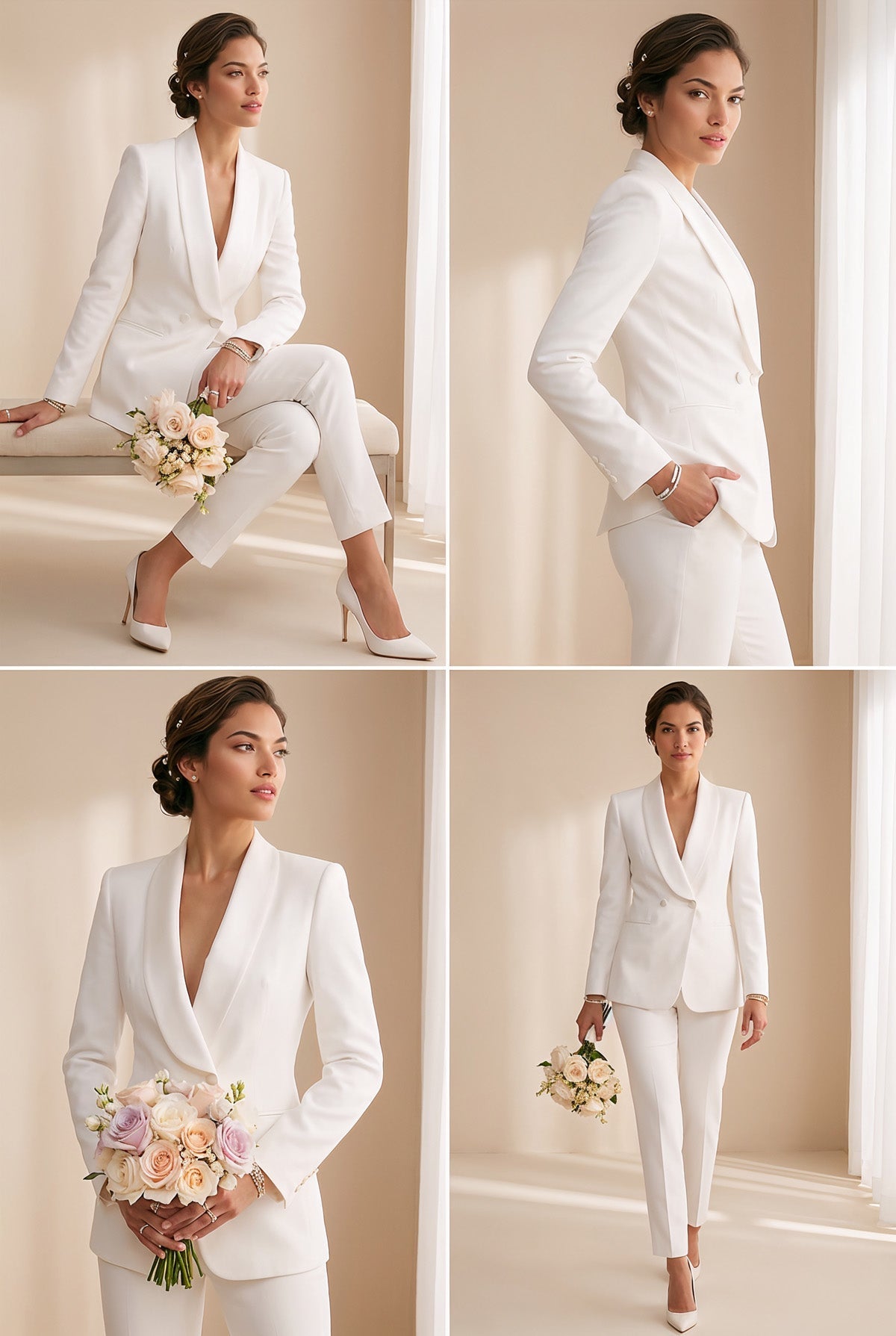 BONDA Ivory Wedding Ceremony Pantsuit with 3/4 Sleeves by AUDRAY - image 3